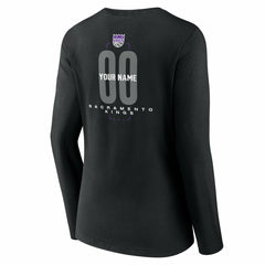 Black Sacramento Kings Women's Center Court Name & Number Custom Long Sleeve V-Neck T-Shirt | NBA