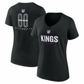 Black Sacramento Kings Women's Center Court Name & Number Custom V-Neck T-Shirt | NBA