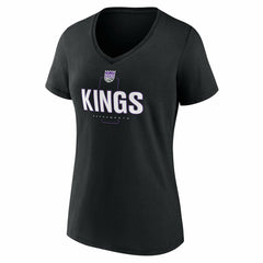 Black Sacramento Kings Women's Center Court Name & Number Custom V-Neck T-Shirt | NBA