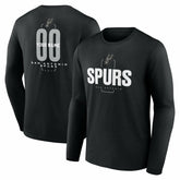 Black San Antonio Spurs Center Court Name & Number Custom Long Sleeve T-Shirt | NBA