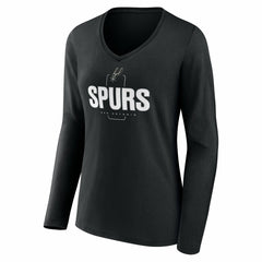 Black San Antonio Spurs Women's Center Court Name & Number Custom Long Sleeve V-Neck T-Shirt | NBA