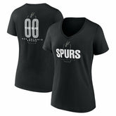 Black San Antonio Spurs Women's Center Court Name & Number Custom V-Neck T-Shirt | NBA