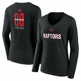 Black Toronto Raptors Women's Center Court Name & Number Custom Long Sleeve V-Neck T-Shirt | NBA