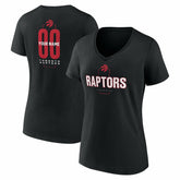 Black Toronto Raptors Women's Center Court Name & Number Custom V-Neck T-Shirt | NBA