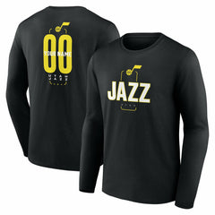 Black Utah Jazz Center Court Name & Number Custom Long Sleeve T-Shirt | NBA