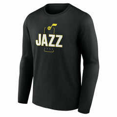 Black Utah Jazz Center Court Name & Number Custom Long Sleeve T-Shirt | NBA
