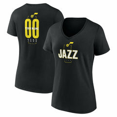 Black Utah Jazz Women's Center Court Name & Number Custom V-Neck T-Shirt | NBA