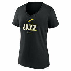 Black Utah Jazz Women's Center Court Name & Number Custom V-Neck T-Shirt | NBA