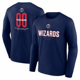Navy Washington Wizards Center Court Name & Number Custom Long Sleeve T-Shirt | NBA