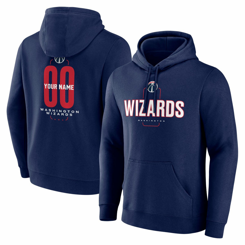 Navy Washington Wizards Center Court Name & Number Custom Hoodie | NBA