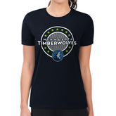 Navy Minnesota Timberwolves G-III 4Her by Carl Banks Women's Super-Slim Lightweight Pinstripe Circle Graphic T-Shirt | NBA