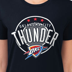 Navy Oklahoma City Thunder G-III 4Her by Carl Banks Women's Super-Slim Lightweight Pinstripe Circle Graphic T-Shirt | NBA
