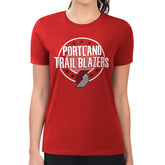 Red Portland Trail Blazers G-III 4Her by Carl Banks Women's Super-Slim Lightweight Pinstripe Circle Graphic T-Shirt | NBA
