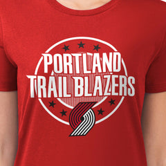 Red Portland Trail Blazers G-III 4Her by Carl Banks Women's Super-Slim Lightweight Pinstripe Circle Graphic T-Shirt | NBA