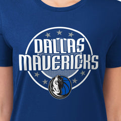 Blue Dallas Mavericks G-III 4Her by Carl Banks Women's Super-Slim Lightweight Pinstripe Circle Graphic T-Shirt sale | NBA