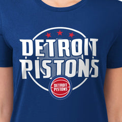 Blue Detroit Pistons G-III 4Her by Carl Banks Women's Super-Slim Lightweight Pinstripe Circle Graphic T-Shirt sale | NBA
