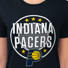 Navy Indiana Pacers G-III 4Her by Carl Banks Women's Super-Slim Lightweight Pinstripe Circle Graphic T-Shirt | NBA