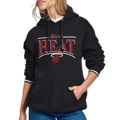Black Miami Heat Starter Women's Arch Stripe Fleece Hoodie | NBA