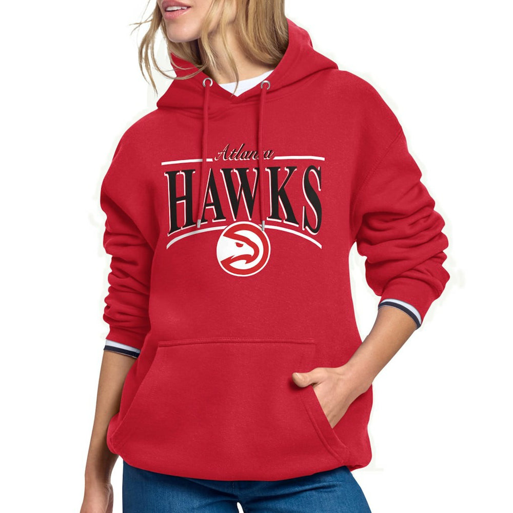 Red Atlanta Hawks Starter Women's Arch Stripe Fleece Hoodie | NBA