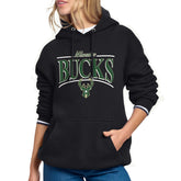 Black Milwaukee Bucks Starter Women's Arch Stripe Fleece Hoodie | NBA