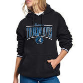 Black Minnesota Timberwolves Starter Women's Arch Stripe Fleece Hoodie | NBA