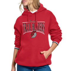 Red Portland Trail Blazers Starter Women's Arch Stripe Fleece Hoodie | NBA