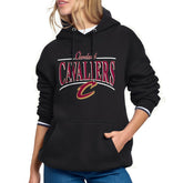 Black Cleveland Cavaliers Starter Women's Arch Stripe Fleece Hoodie sale | NBA