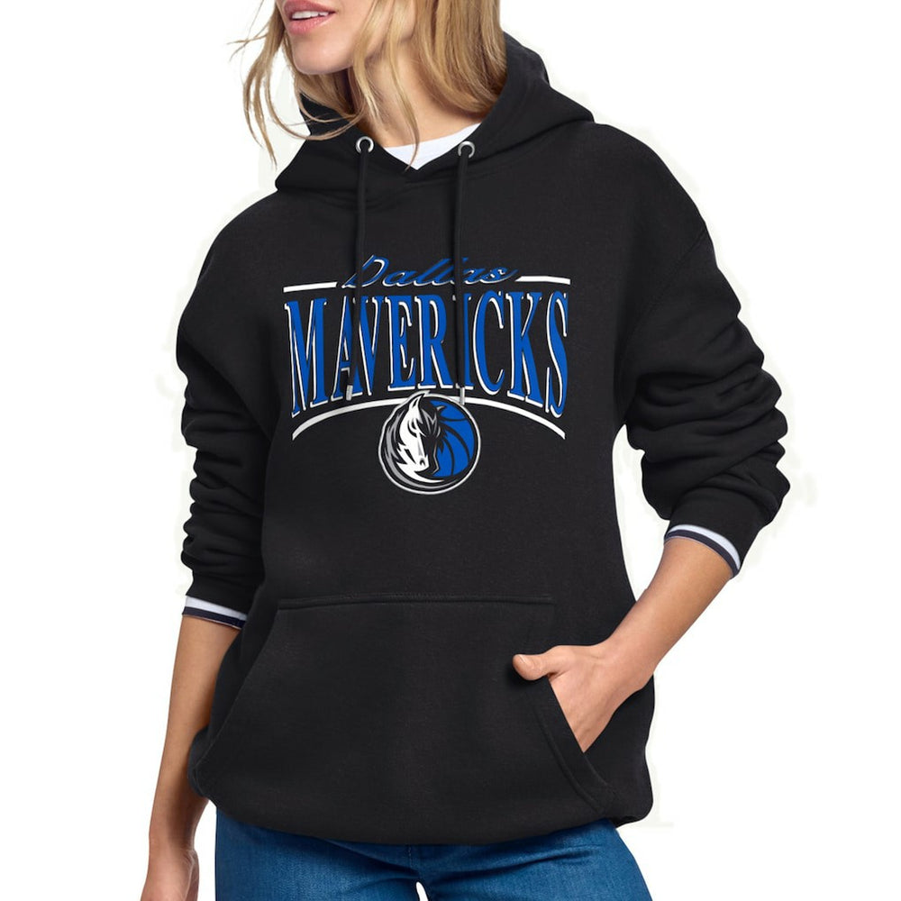 Black Dallas Mavericks Starter Women's Arch Stripe Fleece Hoodie sale | NBA