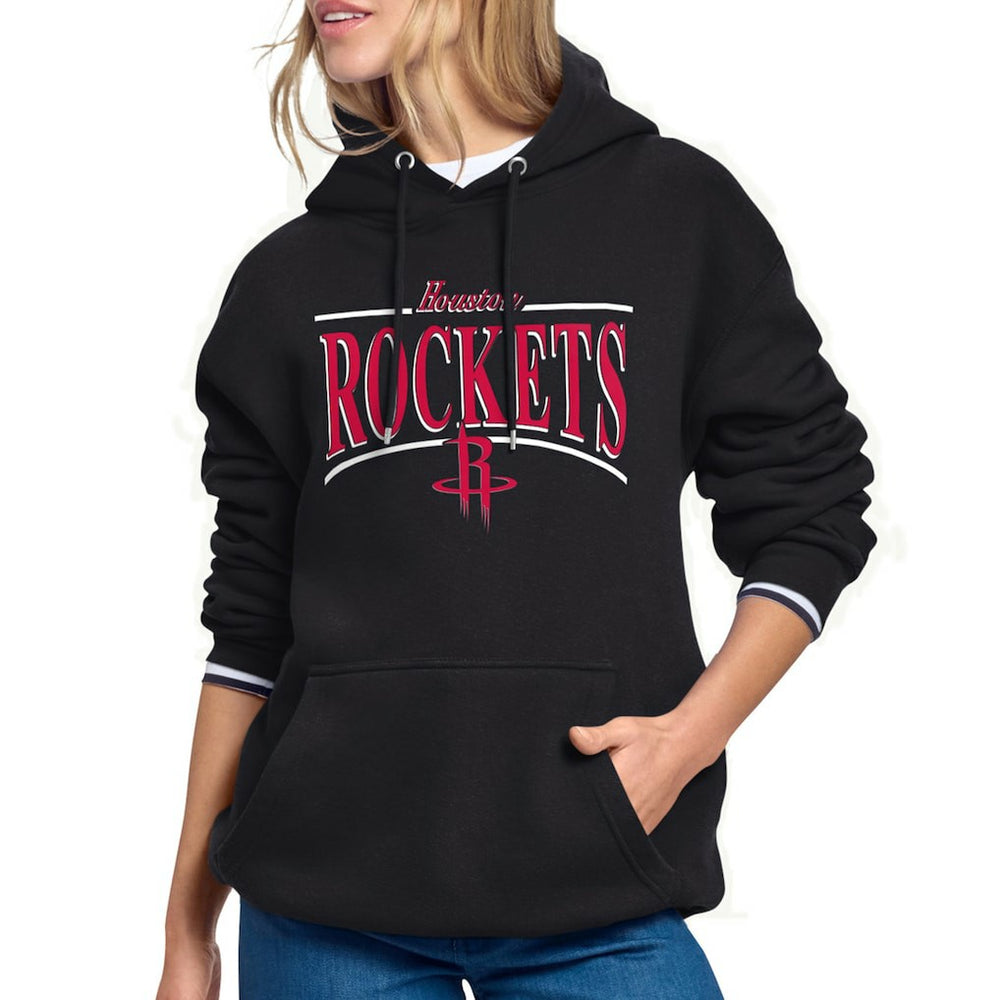 Black Houston Rockets Starter Women's Arch Stripe Fleece Hoodie sale | NBA
