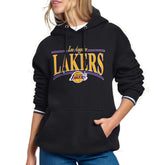 Black Los Angeles Lakers Starter Women's Arch Stripe Fleece Hoodie | NBA