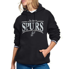 Black San Antonio Spurs Starter Women's Arch Stripe Fleece Hoodie | NBA