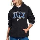 Black Utah Jazz Starter Women's Arch Stripe Fleece Hoodie | NBA