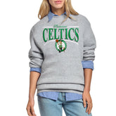 Gray Boston Celtics Starter Women's Arch Stripe Fleece Crewneck Sweatshirt | NBA
