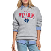 Gray Washington Wizards Starter Women's Arch Stripe Fleece Crewneck Sweatshirt | NBA