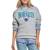 Gray Charlotte Hornets Starter Women's Arch Stripe Fleece Crewneck Sweatshirt | NBA