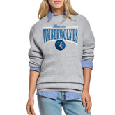 Gray Minnesota Timberwolves Starter Women's Arch Stripe Fleece Crewneck Sweatshirt | NBA