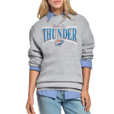 Gray Oklahoma City Thunder Starter Women's Arch Stripe Fleece Crewneck Sweatshirt | NBA