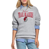 Gray Portland Trail Blazers Starter Women's Arch Stripe Fleece Crewneck Sweatshirt | NBA