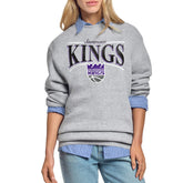 Gray Sacramento Kings Starter Women's Arch Stripe Fleece Crewneck Sweatshirt | NBA