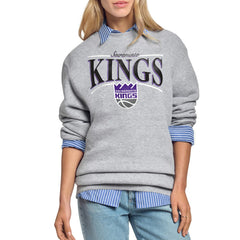 Gray Sacramento Kings Starter Women's Arch Stripe Fleece Crewneck Sweatshirt | NBA