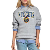 Gray Denver Nuggets Starter Women's Arch Stripe Fleece Crewneck Sweatshirt sale | NBA