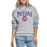 Gray Detroit Pistons Starter Women's Arch Stripe Fleece Crewneck Sweatshirt sale | NBA