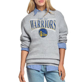 Gray Golden State Warriors Starter Women's Arch Stripe Fleece Crewneck Sweatshirt sale | NBA