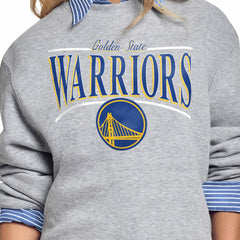 Gray Golden State Warriors Starter Women's Arch Stripe Fleece Crewneck Sweatshirt sale | NBA