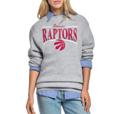 Gray Toronto Raptors Starter Women's Arch Stripe Fleece Crewneck Sweatshirt | NBA
