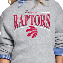 Gray Toronto Raptors Starter Women's Arch Stripe Fleece Crewneck Sweatshirt | NBA