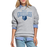 Gray Memphis Grizzlies Starter Women's Arch Stripe Fleece Crewneck Sweatshirt | NBA