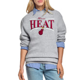 Gray Miami Heat Starter Women's Arch Stripe Fleece Crewneck Sweatshirt | NBA