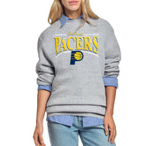 Gray Indiana Pacers Starter Women's Arch Stripe Fleece Crewneck Sweatshirt | NBA