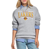 Gray Los Angeles Lakers Starter Women's Arch Stripe Fleece Crewneck Sweatshirt | NBA